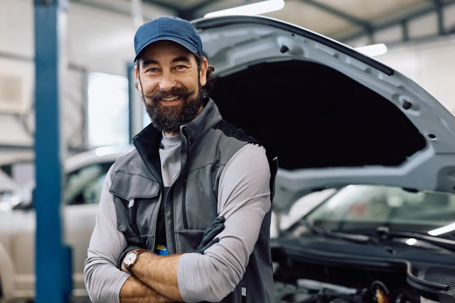 Small business owner in his auto repair workshop